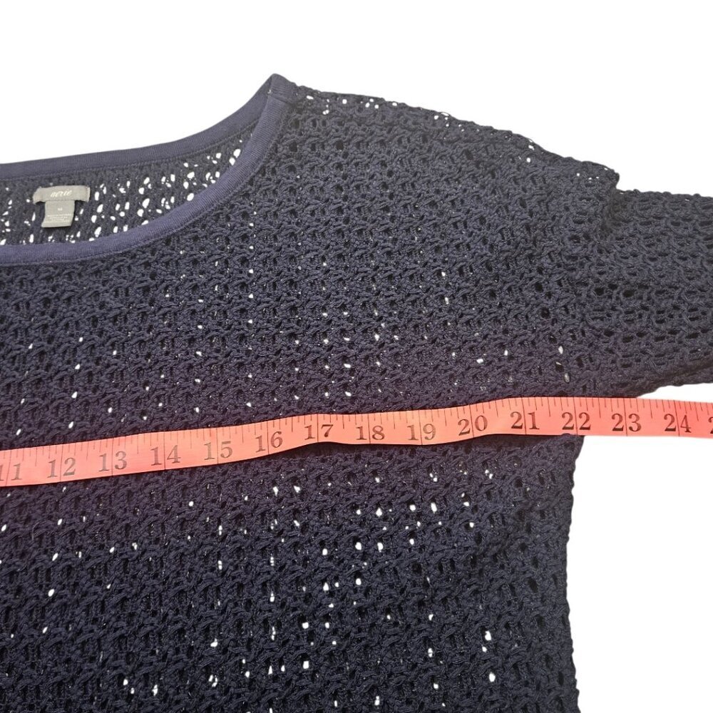 Aerie Open Knit Navy Blue Sweater Medium - Picture 3 of 6